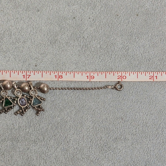 Vintage Sterling Silver necklace with birthstone boy and girl charms - Picture 12 of 12